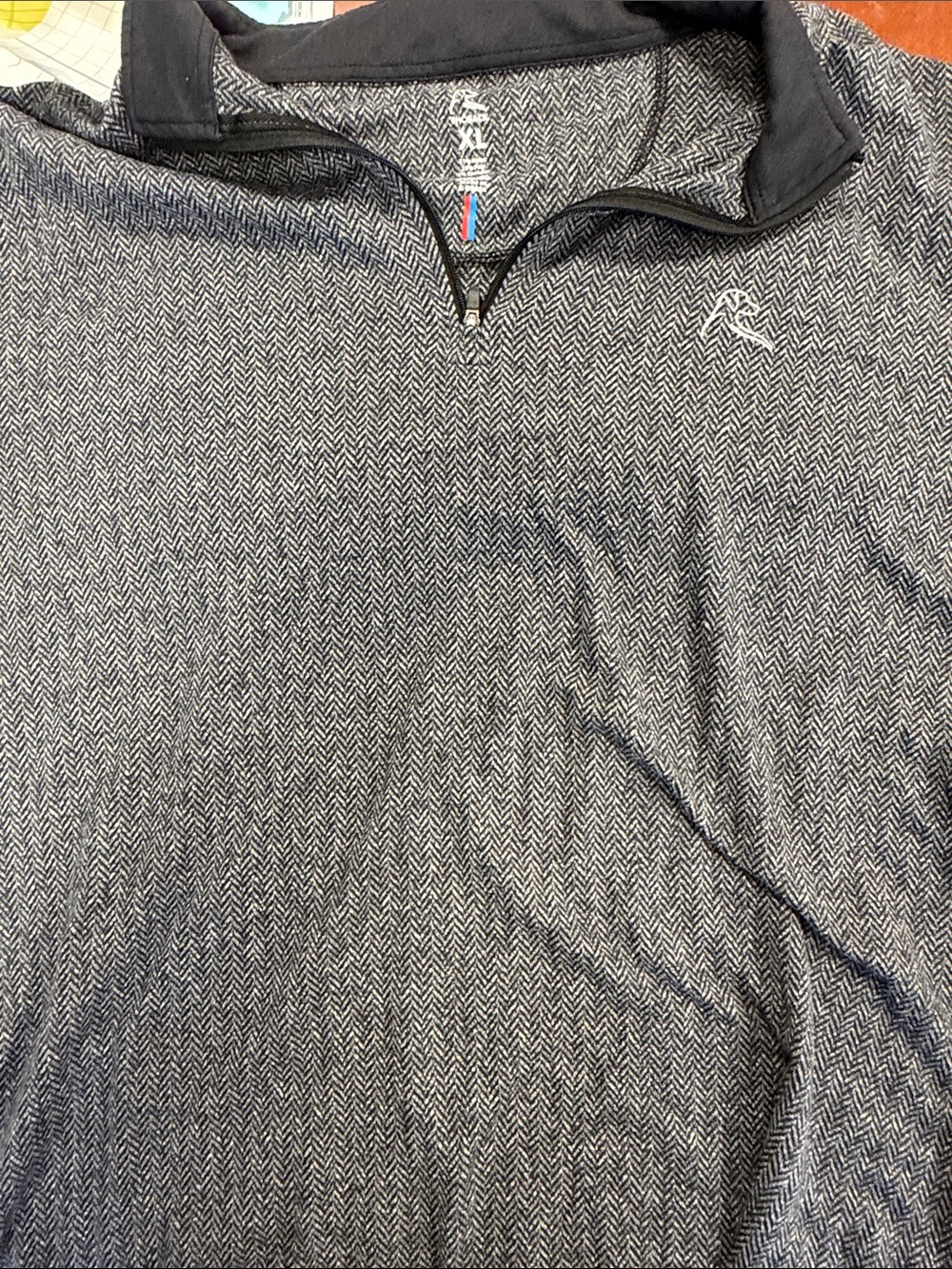 Rhoback Men's Quarter-Zip Herringbone Sweater - Gray & Black